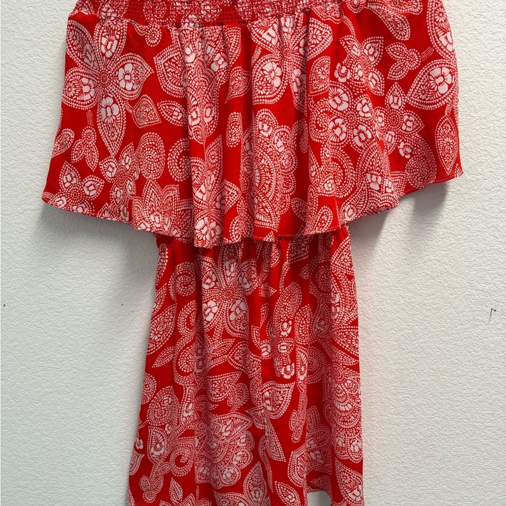 Show Me Your Mumu Red Dress with White Floral Pattern